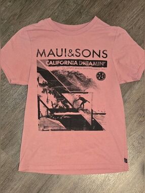 Maui & Sons California Dreamin Graphic Tee Pink Surf Skate Shirt Size Small